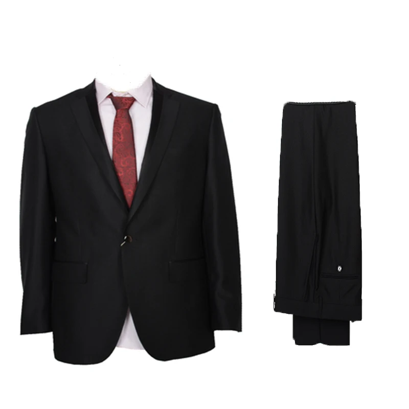 Single Row One Button Blazer   With Black Pants for  Groom Wedding Dress Robe Soiree Evening Dress Two Piece Suit(Jacket+Pants)