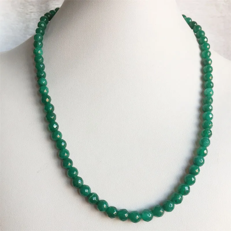6MM Faceted Sapphire Emerald Ruby Jade Necklace Natural Stone Handmade Bohemia Collier Femme Jewelry Gift Simple Strand Choker