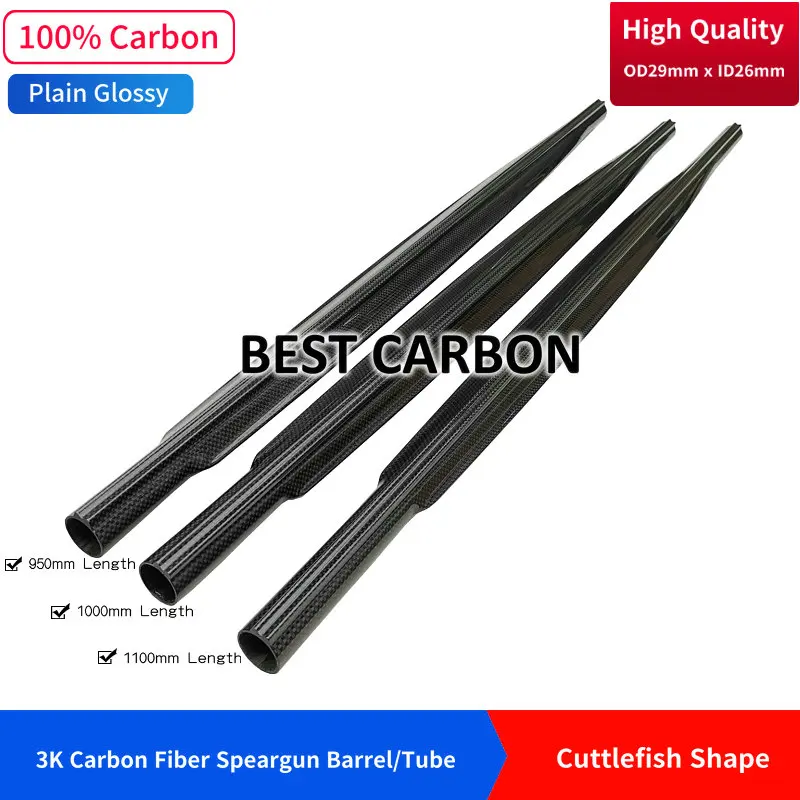 High quality cuttlefish Shape 29mmx26mm 3K Carbon Fiber spearfishing barrel, speargun tube, fishing gun tube, railguns, CFK Tube