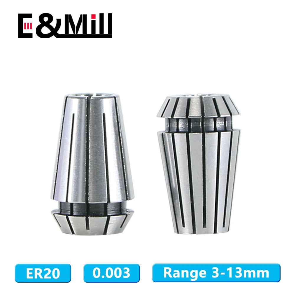 

High Precision 0.003 Up ER20 Collet Chuck 3~13mm ER Spring Collet Chuck For CNC Milling Tool Holder Engraving Machine Lathe Mill