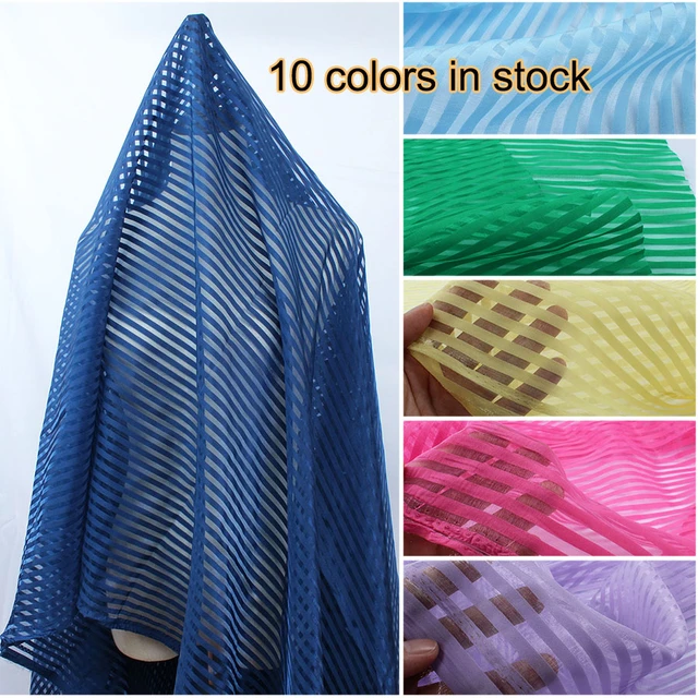 7 Yards 46 Wide 2024 iridescent vertical striped Metallic cotton Dressmaking Fabric