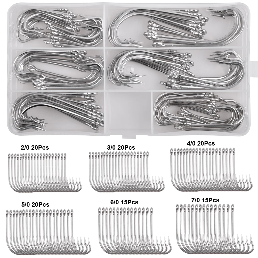 110Pcs/Box High Carbon Stainless Steel Barbed Carp Fishing Hooks White Extra Long Shank Hook Tackle For Saltwater Freshwater