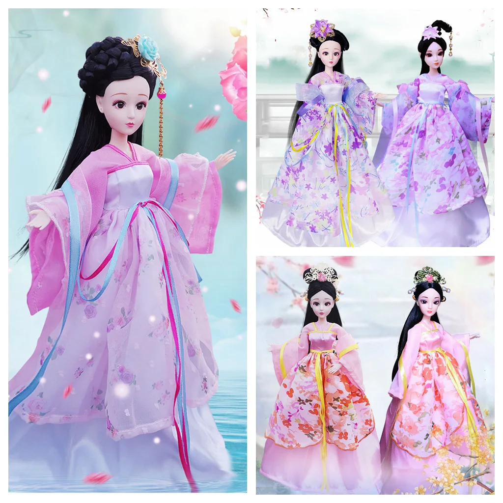1/6 مقياس 30 سنتيمتر زي القديمة Hanfu فستان الشعر الطويل الجنية الأميرة باربي دمية المفاصل الجسم لعبة مجسمة هدية لفتاة C1235C