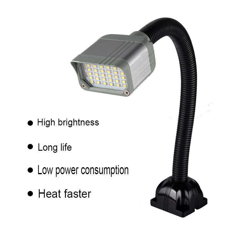 Imagem -02 - Lâmpada Magnética Led de Pescoço de Ganso 4w 7w 10w 500 mm Longo Flexível Ferramenta de Trabalho 24v Cabeça de Metal Lâmpada da Máquina de Perfuração Fresadora