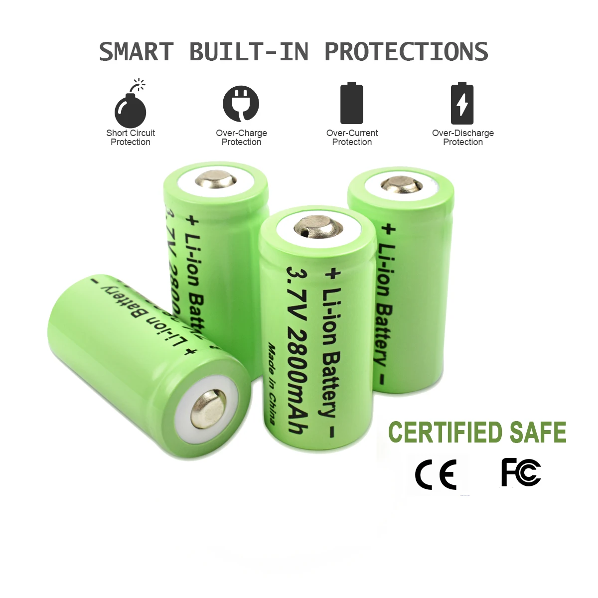 2800mah For CR123A RCR123 ICR16340 Battery 3.7V Li-ion Rechargeable Battery For Arlo Security Camera Laser Pen Cell