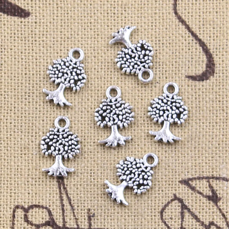 40pcs Charms Peace World Tree 13x8mm Antique Silver Color Pendants Making DIY Handmade Tibetan Finding Jewelry