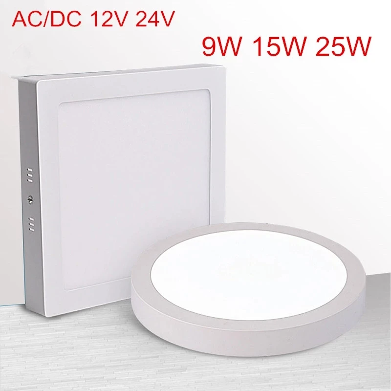 LED Panel Light 9W 15W 25W Round/Square Downlight AC/DC 12V 24V LED Surface Ceiling Lamp For Kitchen Bathroom Lighting