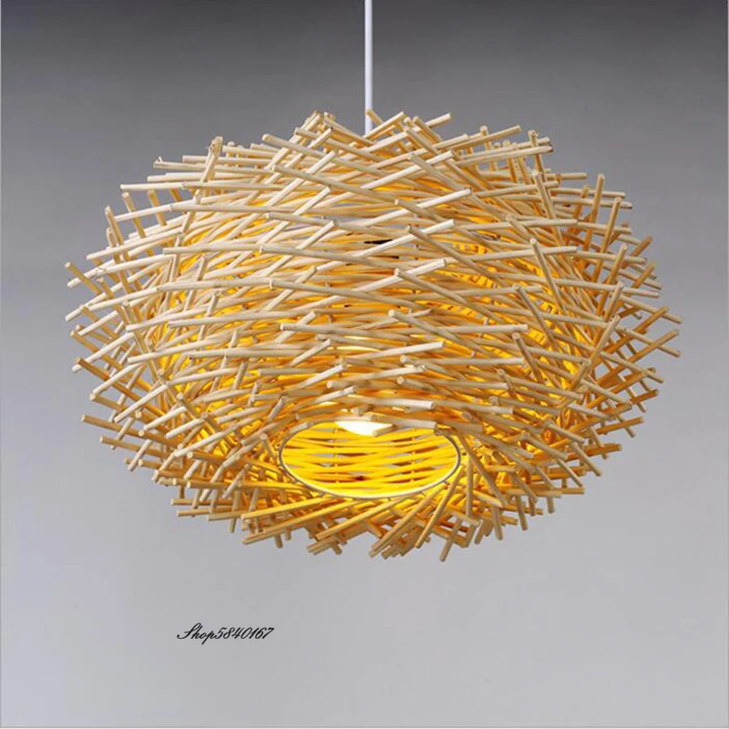 ninho de passaro artesanal luzes pingente moderno vime madeira pendurado lampadas sala jantar cafe bar luzes decorativas rattan pendurado lampada 01