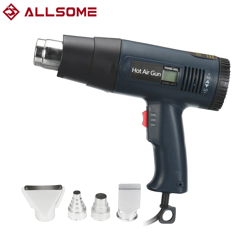 ALLSOME 2000W Hot Air Guns Heating Machine Heat Hot Air Machine Dual Temperature With 4 Nozzles