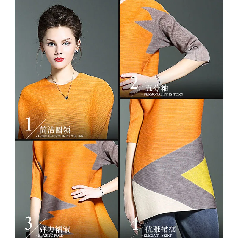 Nuovo abito a pieghe donna primavera estate manica corta pullover di grandi dimensioni top femminile elegante abito abbinato ai colori abiti W1846