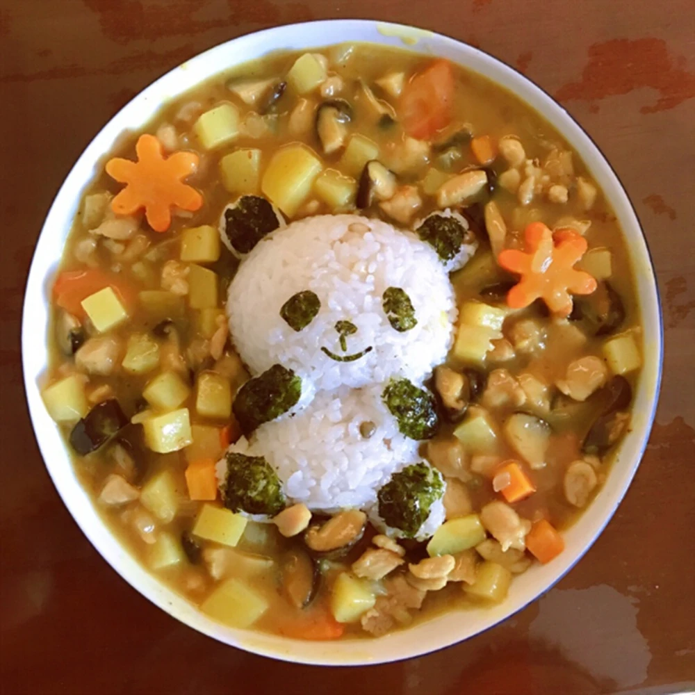 Molde cortador de tostadas para sándwich, juego de cortador de algas marinas tostadas en seco, fabricante de arroz Panda Onigiri 4 en 1, molde para Sushi Baby Panda