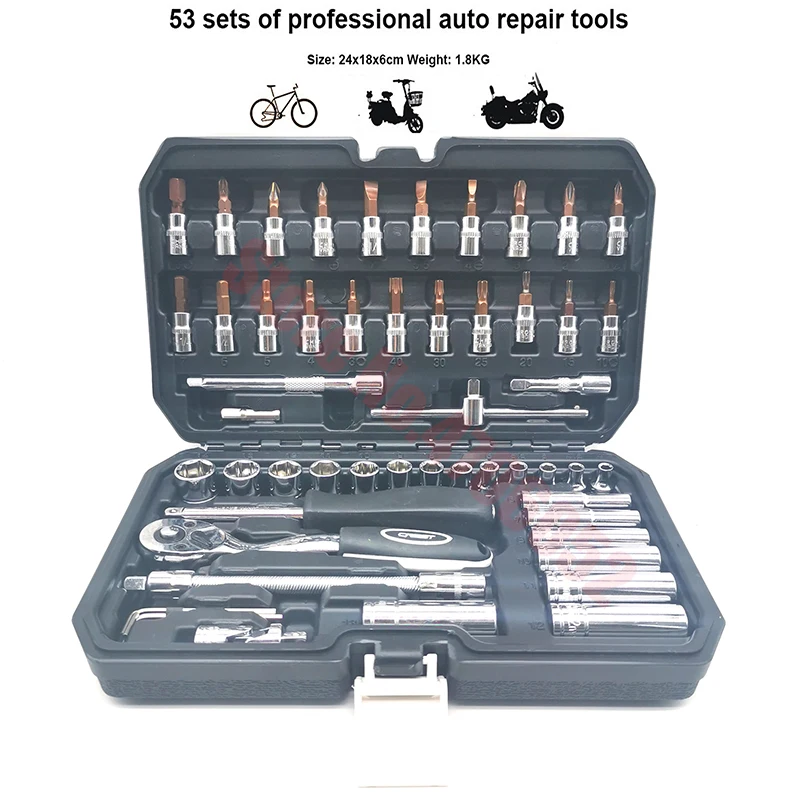 

53 PCSHand Tool Set General Household Kit with Plastic Toolbox Storage Case Socket Wrench Screwdriver For Auto repair tools