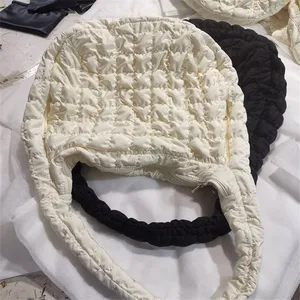 El çantası pileli, çanta büyük kapasiteli omuz çantası büyük, düz renk, pamuk, uzay, gençlik, dolgulu alışveriş, bir kadın, 2024 Çantanın ilk 10 satışı-dolgulu-büyük-6 numara