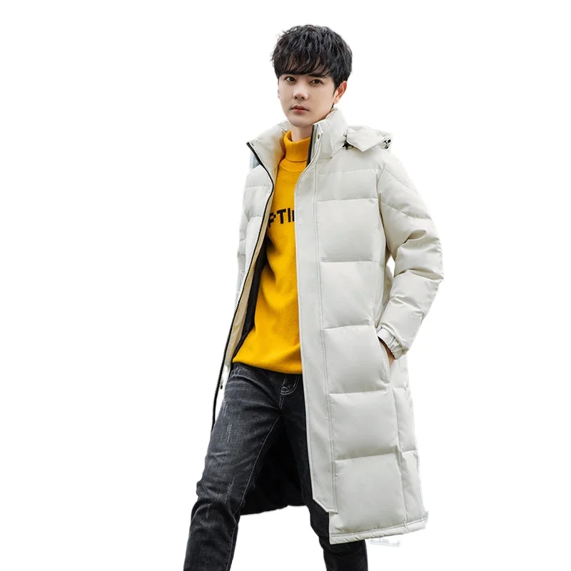 Men\'s Winter Down Jacket Coats Thick Warm Detachable Hooded  Couple Coat Parkas Male Lengthen White Duck Down Jacket