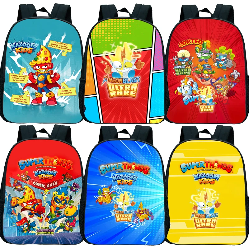 Superthings 8 Kazoom Kids Neonblast Mini Backpack Boys Girls Cartoon Game Kindergarten Rucksacks Toddler Child Bookbag Mochila