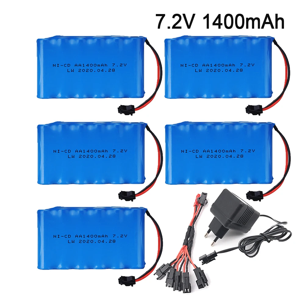 7.2 V 1400 mAh Ni-MH batteria ricaricabile SM spina con caricabatterie per camion RC auto RC barca RC serbatoio parti nimh AA 7.2 v 1400 mah