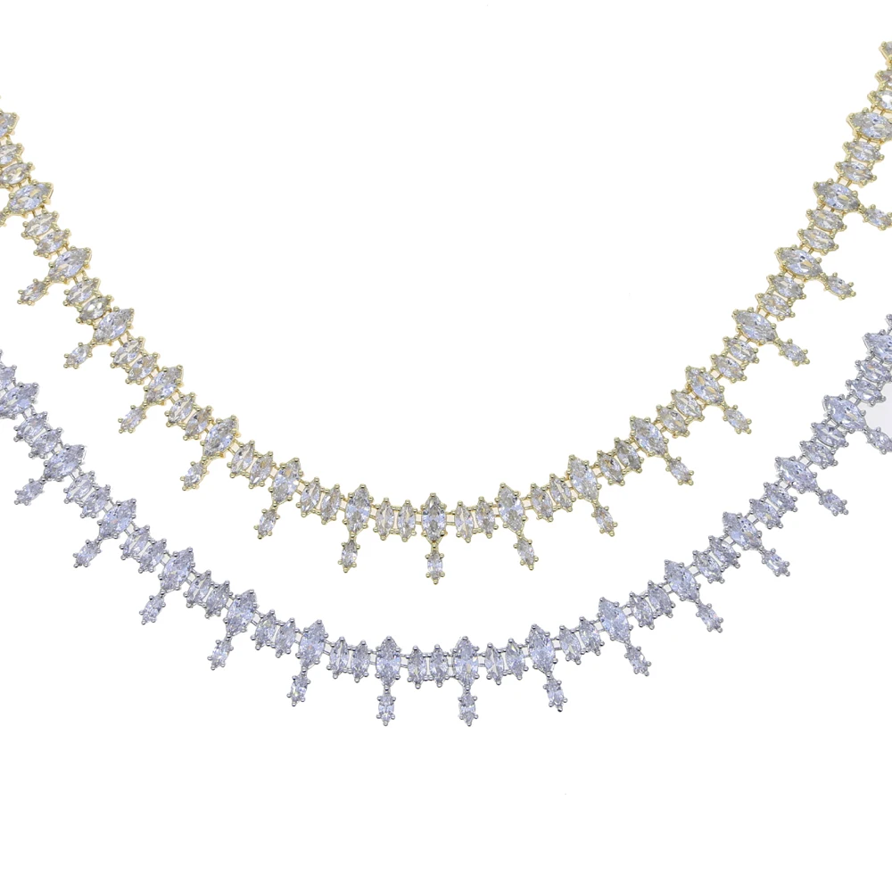 2025 New Iced Out Bling Women Choker Chain Marquise Cubic Zirconia CZ Sparking Tennis Necklace for Women Wedding Engagement