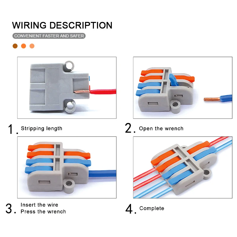 Boxed Mini Splicing Butt Draadconnectors Push-In Dirigent Universele Compacte Terminal Blok Thuis Kabel Splitter Bedrading Connector