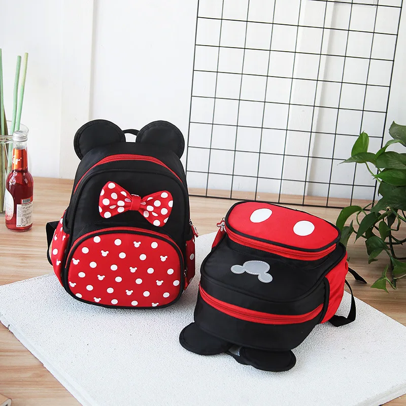 Disney-mochila escolar de Mickey y Minnie para niños, mochilas escolares de guardería, 2024