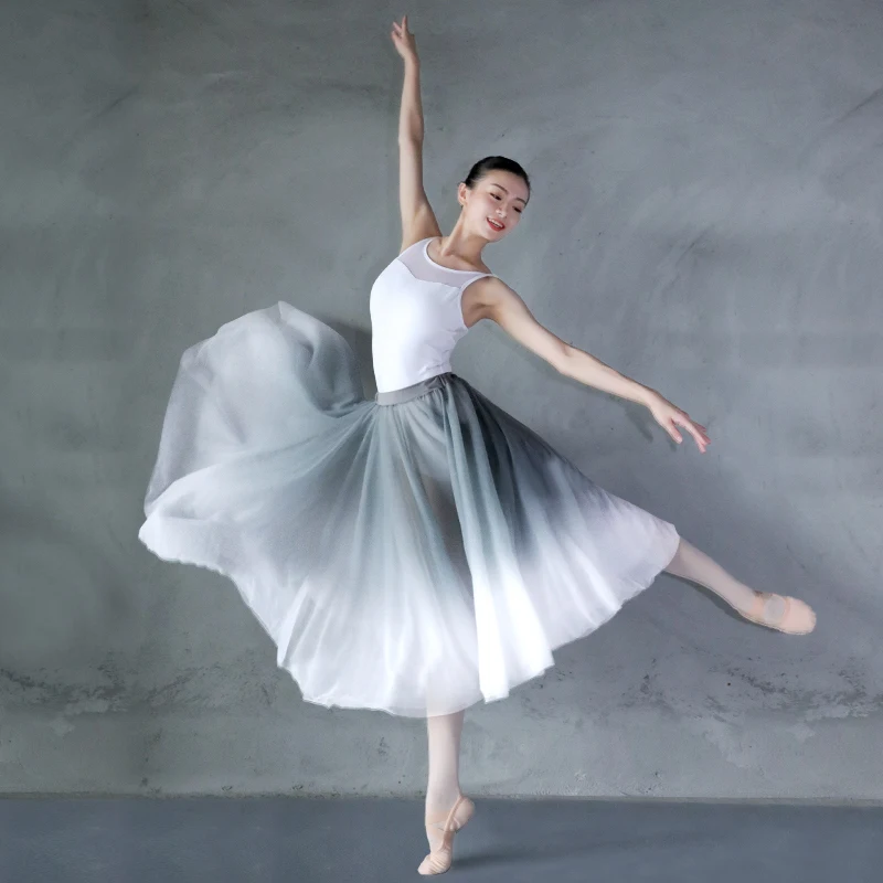 Jupe de ballet longue en mousseline de soie pour femmes adultes, jupe lyrique, jupes rondes, olympiques de danse, nouveautés