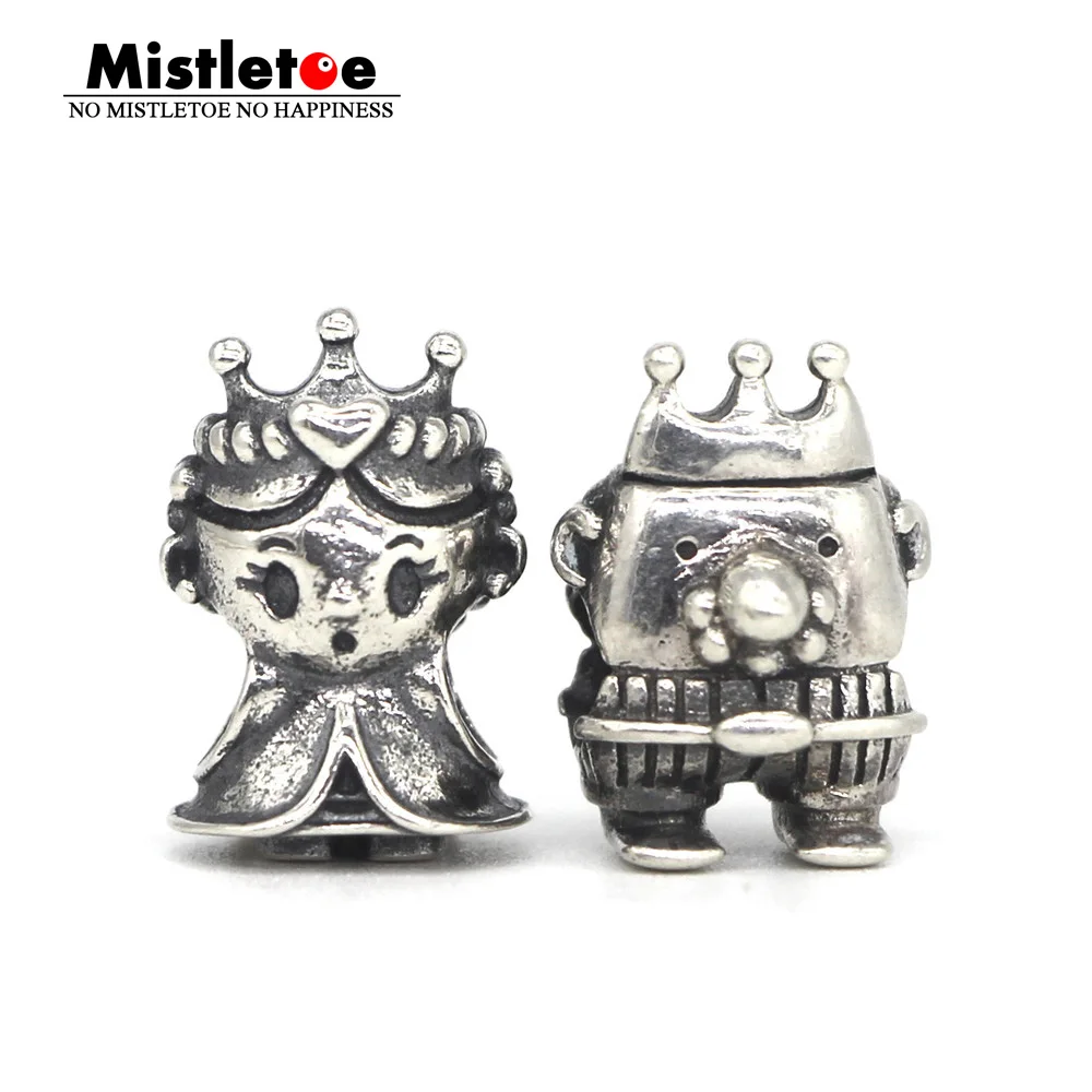 Mistletoe 925 Sterling Silver King & Queen Charm Bead European Jewelry