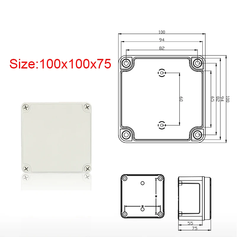 95*65*55 100*100*75 110*80*50 110*80*85 Outdoor Electrical CCTV Enclosure Case ABS Plastic Waterproof  Nylon Junction Box