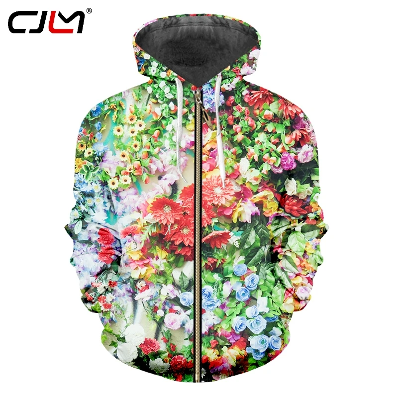 

CJLM Zip Hoodies Men's Autumn New Leisure Tops 3D Printing Flowers beautiful Plus Size 5XL Costuming For Man Zipper Wholesale