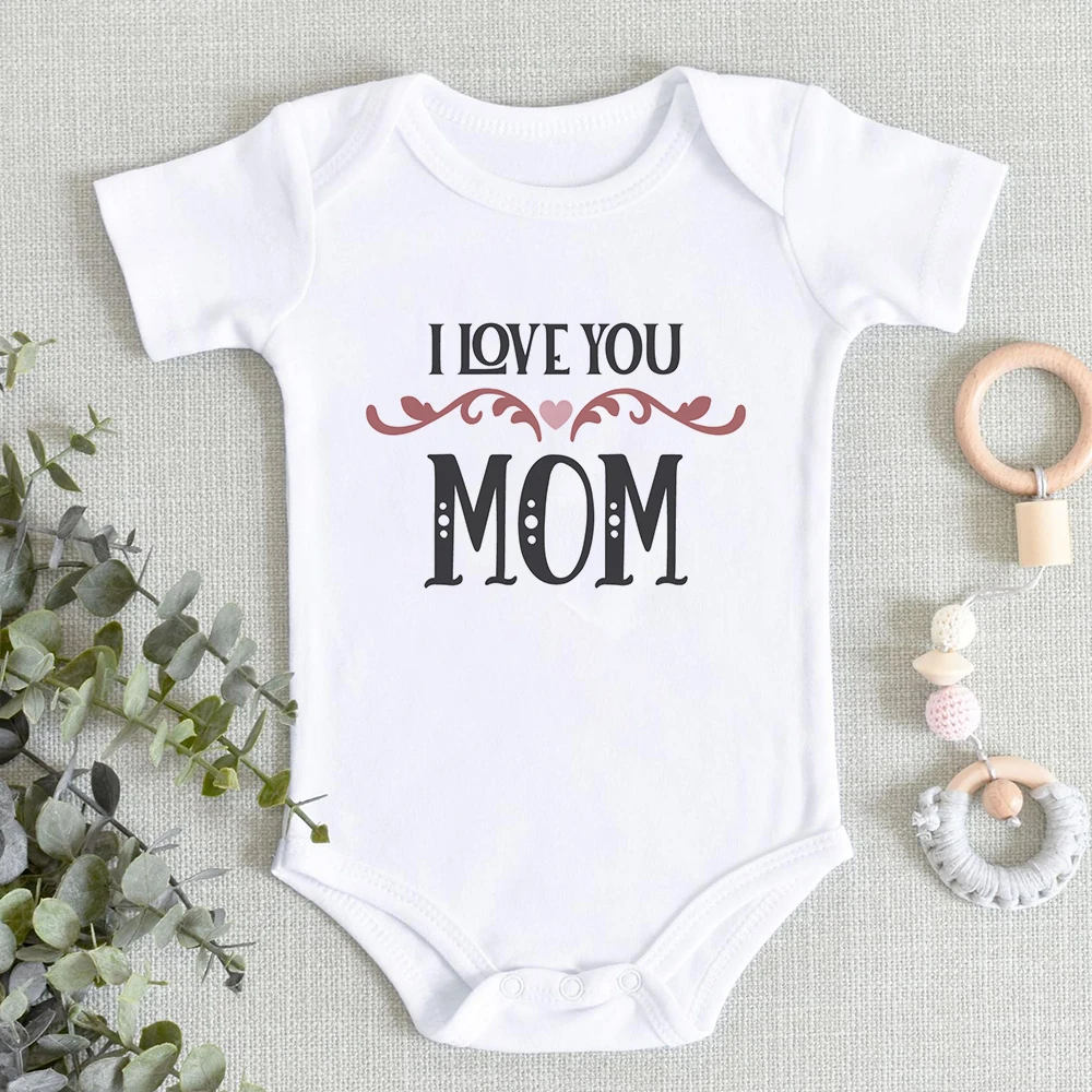 I LOVE YOU MOM Newborn Baby Girl Boy Clothes Aesthetic Fashion Harajuku Toddler Jumpsuits Soft Comfy Home Casual Ropa De Debe