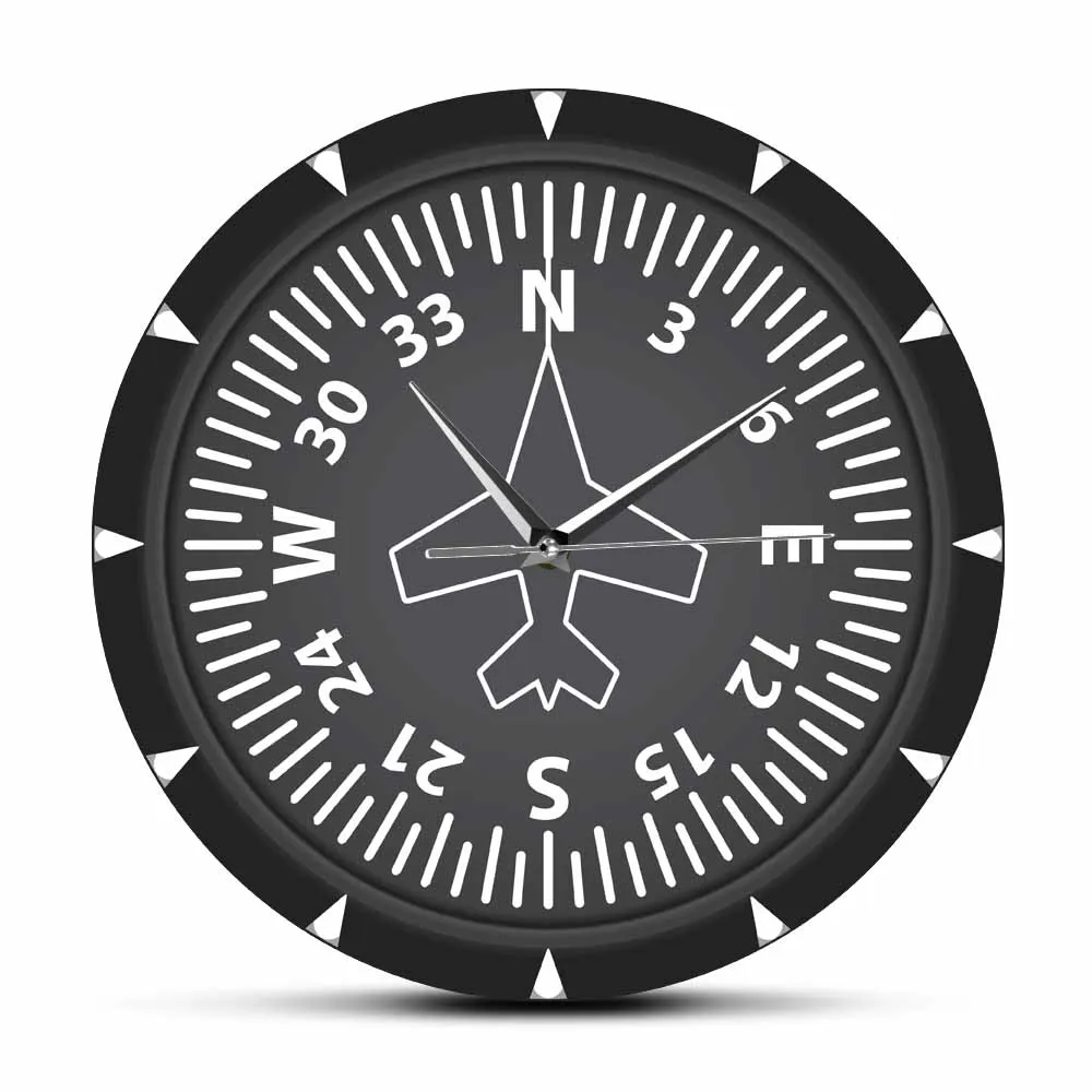 Directional Gyro Compass Flight Instrument Modern Wall Clock Airplane Pilot ART Airplane Home Decor Wall Watch Silent Swept