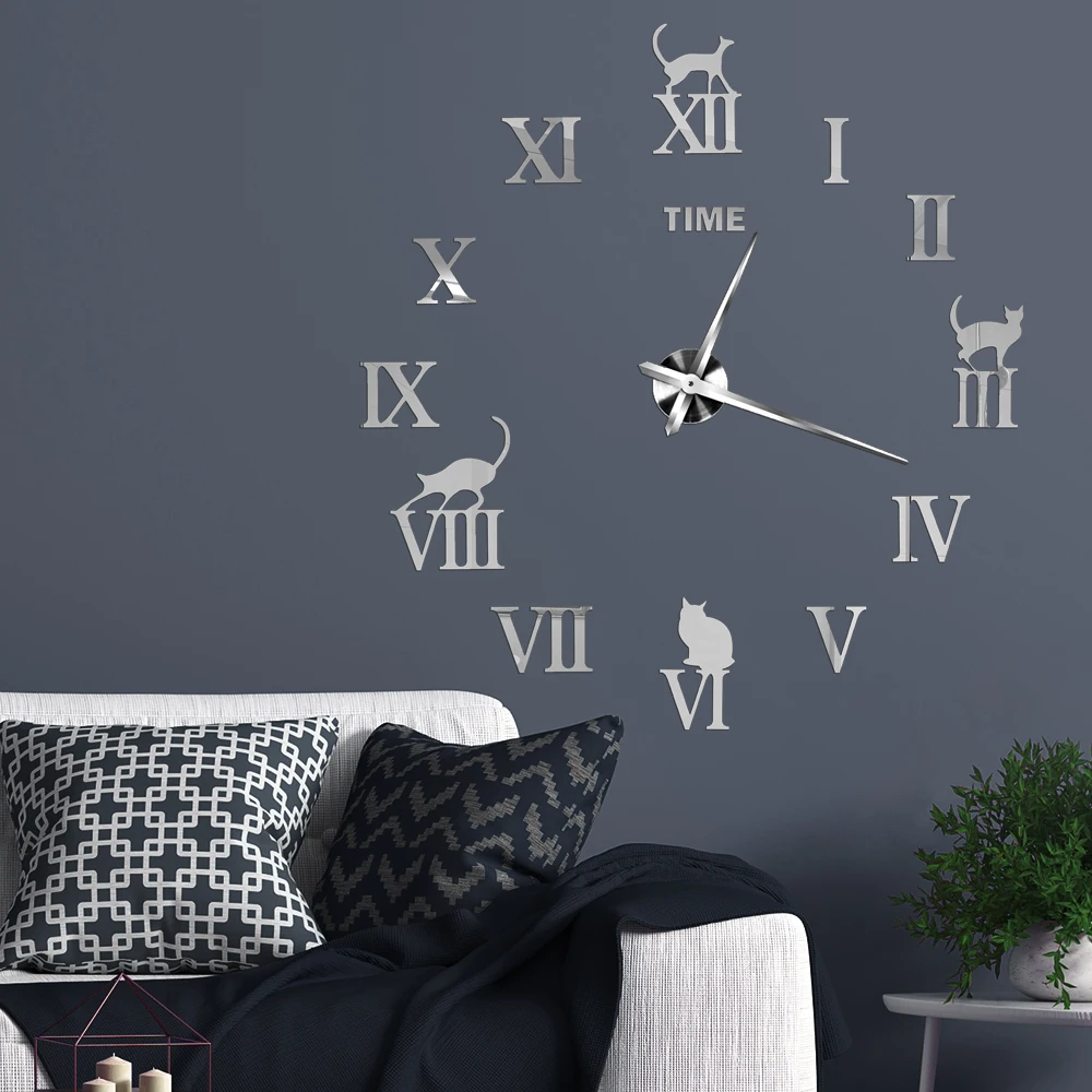 2023 NEW Large Wall Clock Quartz Needle 3D DIY Decorative Kitchen Clocks Acrylic Mirror Stickers Oversize Wall Clock Home Decor