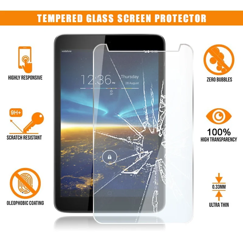 For Vodafone Smart Tab 4 8.0" Tablet Tempered Glass Screen Protector Scratch Resistant Anti-fingerprint Film Cover