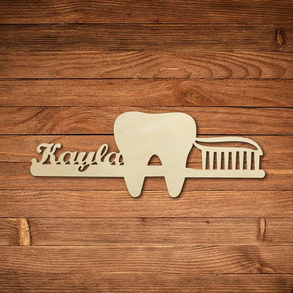 

Personalized Wooden Dental Hygienist Sign Custom Laser Cut Tooth Logo Business Signboard Dental Clinic Wall Decor Dentist Gift