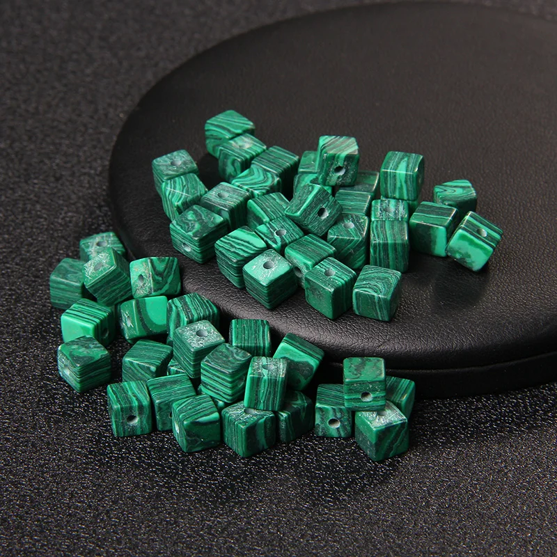 Wholesale 4/6/8mm Malachite Square Loose Spacer Bead Natural Stones Beads For DIY Bracelet Necklace Earring Jewelry Findings