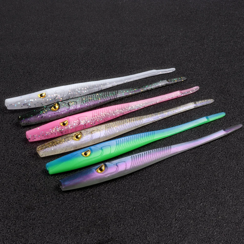 TEUKIM Crazy Slug Soft Fishing Lure 130mm 3.8g 6pcs/bag Artificial Bait Soft Plas Worms Shad Eel Seabass Needfish Fishing Tackle