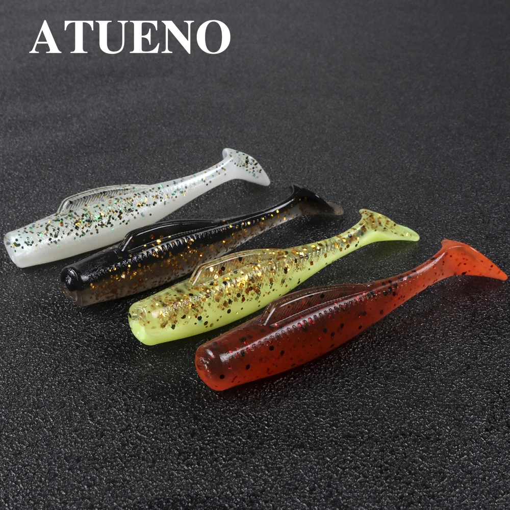 ATUENO 6pcs Fishing Lure Soft 80mm 4.8g TPR Plastics Baits Swimbait Jigging Lure Artificial Baits Floating Crazy Soft Worm