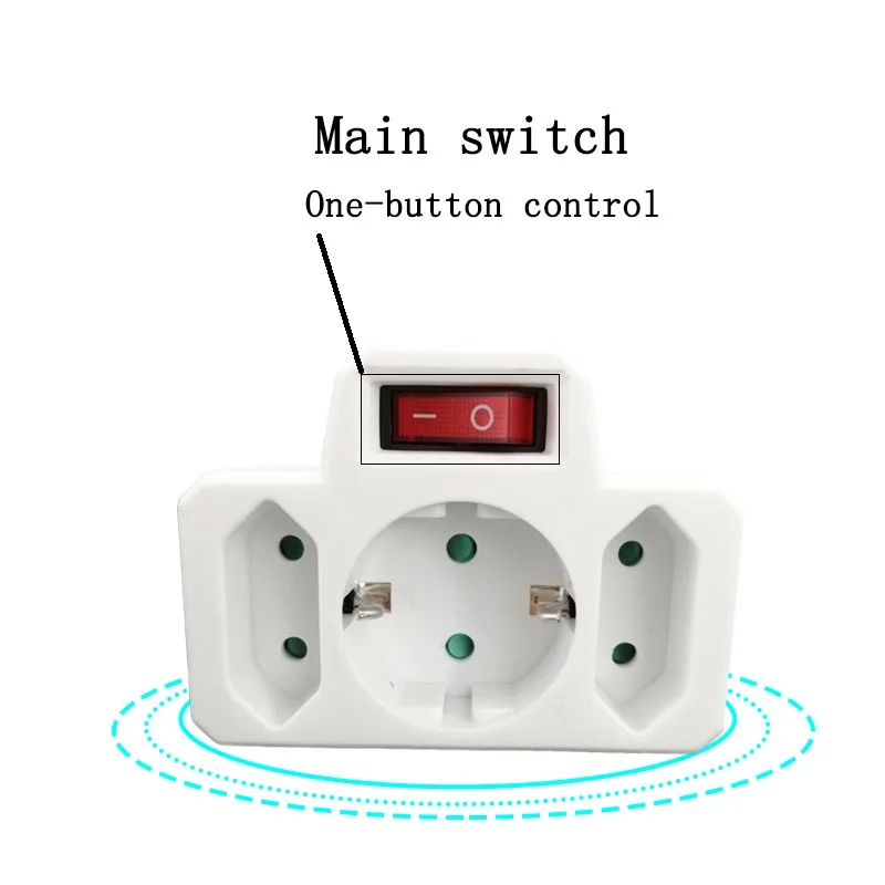 Tomada de tomada europeia 1 a 3 maneiras divisor 4.0mm/4.8mm soquete para 4.8mm plug euro rússia alemanha coreia viagem adaptador de alimentação plug