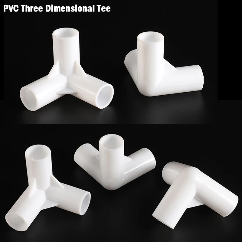 10pcs Internal Dia 16mm White PVC Pipe Fittings Straight Elbow Tee Connector Plastic Tent Fittings Home Wardrobe DIY Tools