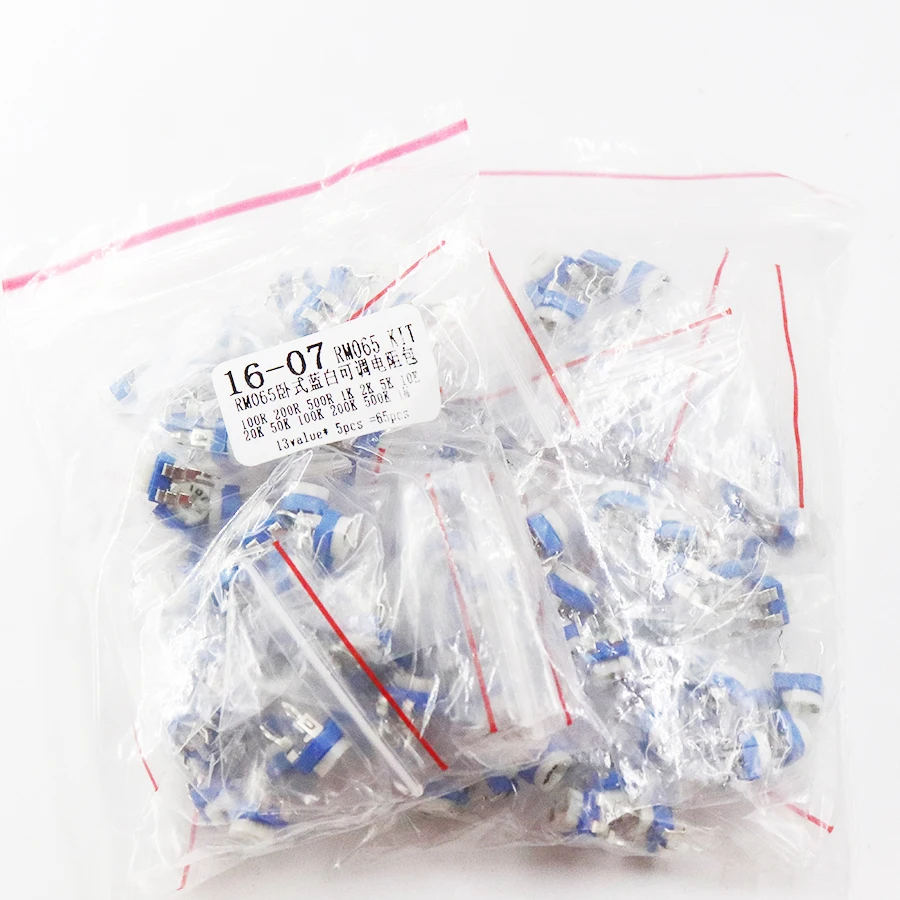 مقياس جهد التقليم RM065 أعلى تعديل 100R-1M RM065 WH06-2 متغير المقاومات حلو كيت 13 نوع * 5 قطعة = 65 قطعة كيت
