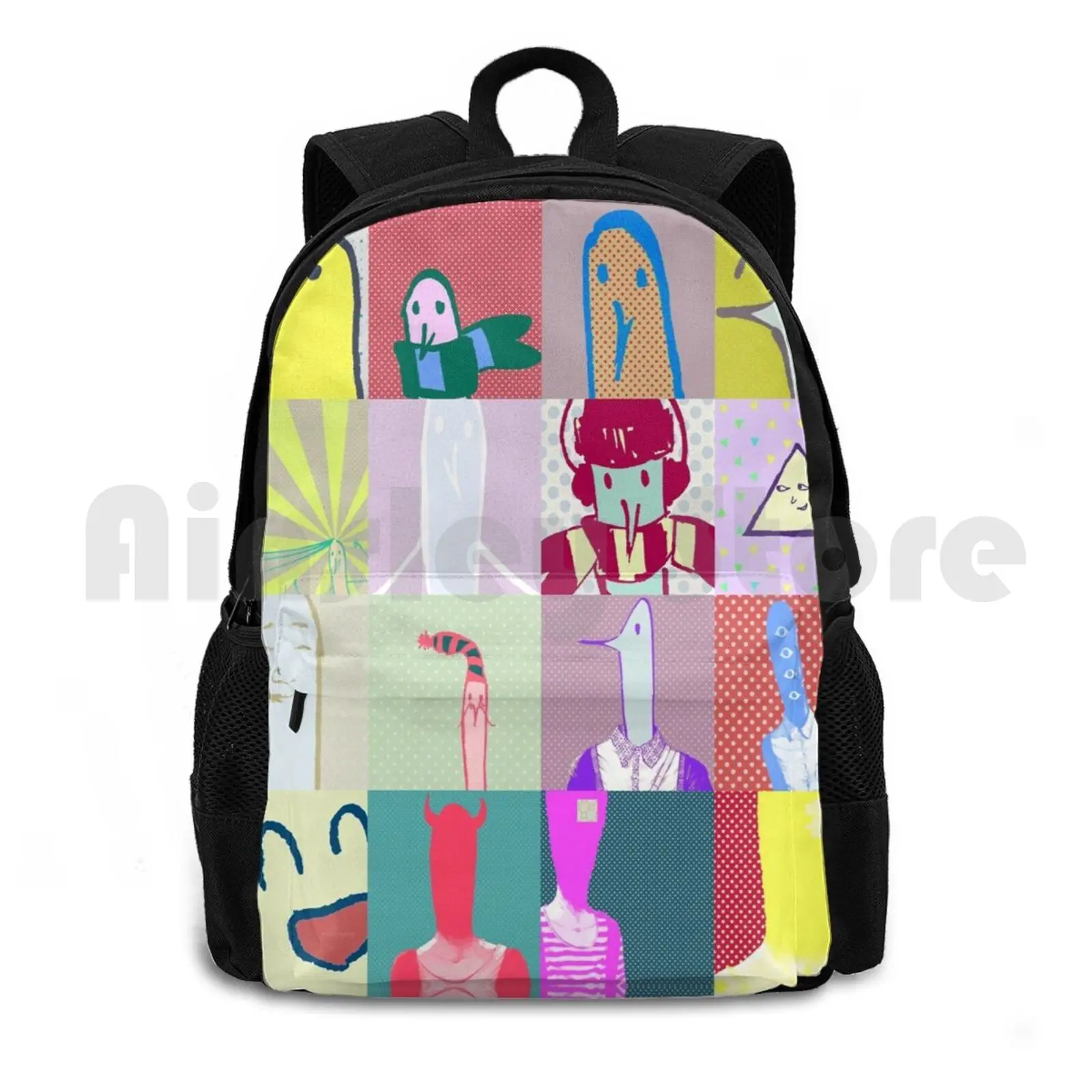 

Punpun Grid Print Outdoor Hiking Backpack Waterproof Camping Travel Oyasumi Punpun Goodnight Punpun Oyasumi Punpun Manga Anime