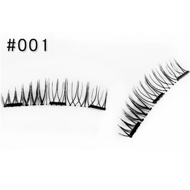 4pcs/box 3D Magnetic Eyelashes Soft Nature Reusable 3 Magnet False Eyelash with Applicator/Clip Magnetic Fake Eyelash