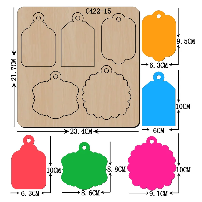 

Деревянные штампы для высечки для скрапбукинга, новая карта, бирка, несколько размеров, Совместимость с большинством высекальных станков, C422-15