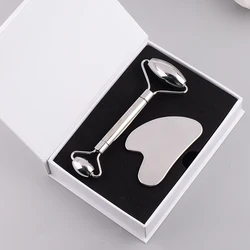 Stainless Steel Face Care Massager Facial Roller Gua Sha Tool Set Massage Neck Beauty Health Anti Wrinkle Cellulite Skin Detox