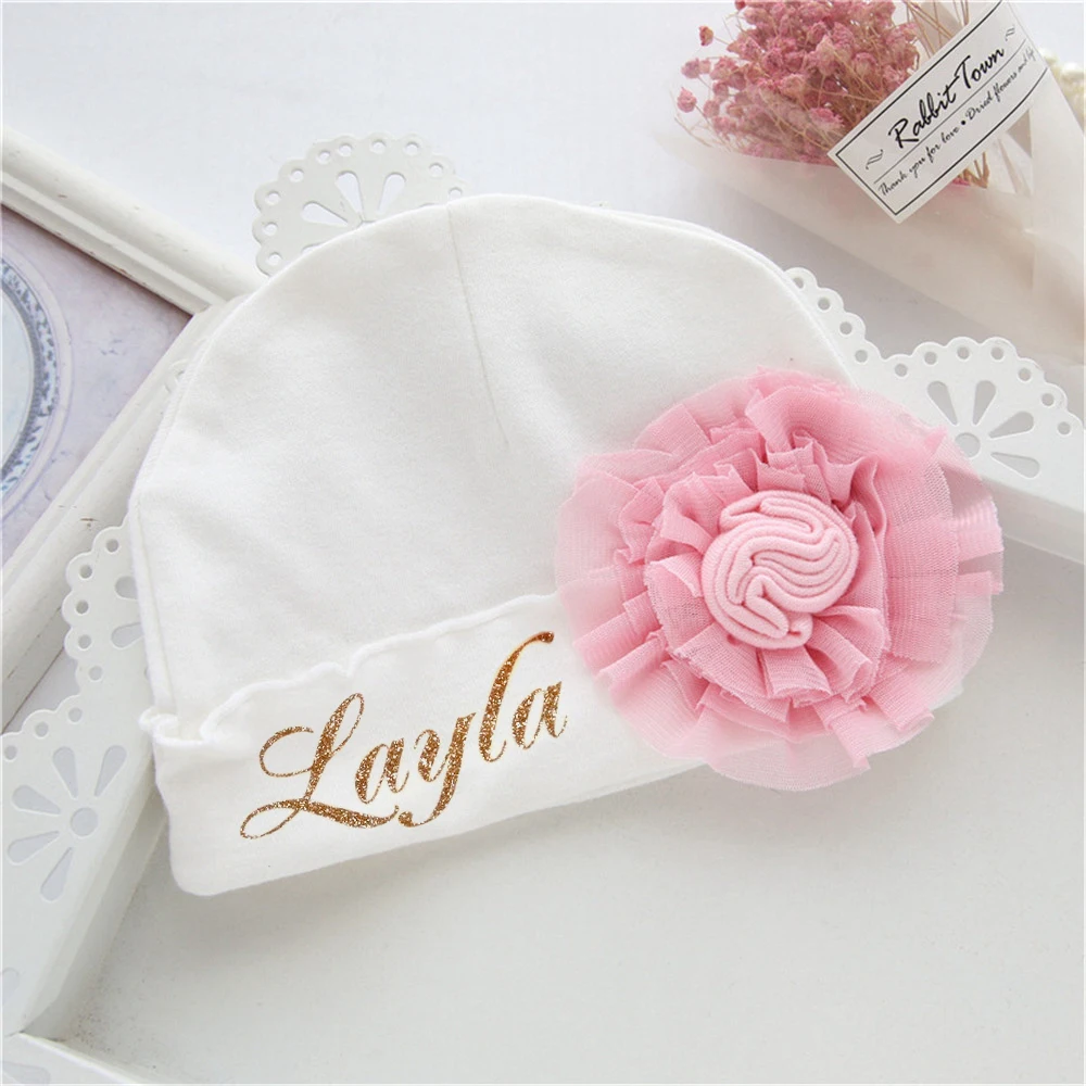 Baby Girl Personalized Baby Beanie Hat with name, Newborn Infant Baby Girl Coming Home Outfit Monogrammed Baby Girl Hospital Hat