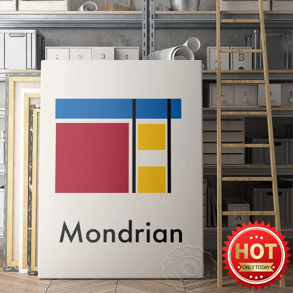 

Piet Mondrian Museum Exhibition Poster, Bauhaus Art Prints, Bauhaus Geometry Patten Wall Art, Color Block Rectangle Wall Picture