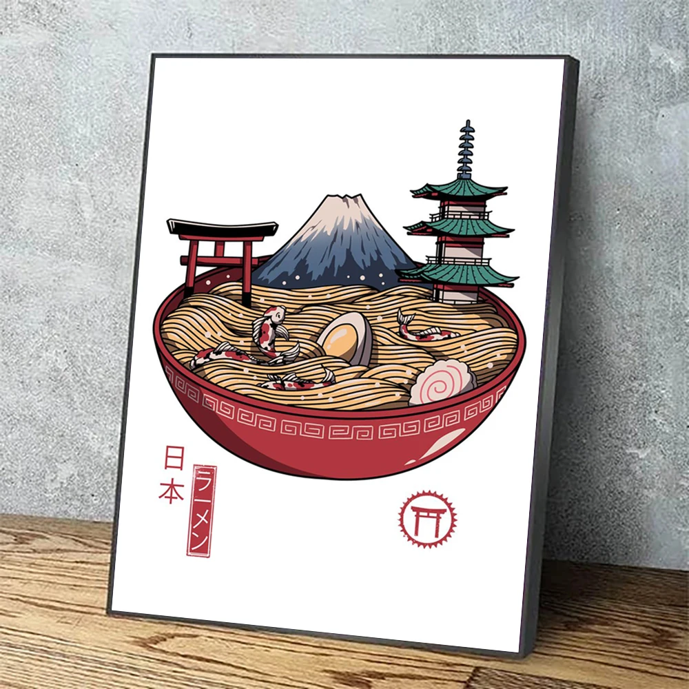 Lienzo Hd impreso imágenes obra de arte de pared tazón de Ramen japonés pintura decoración del hogar cartel Modular para sala de estar