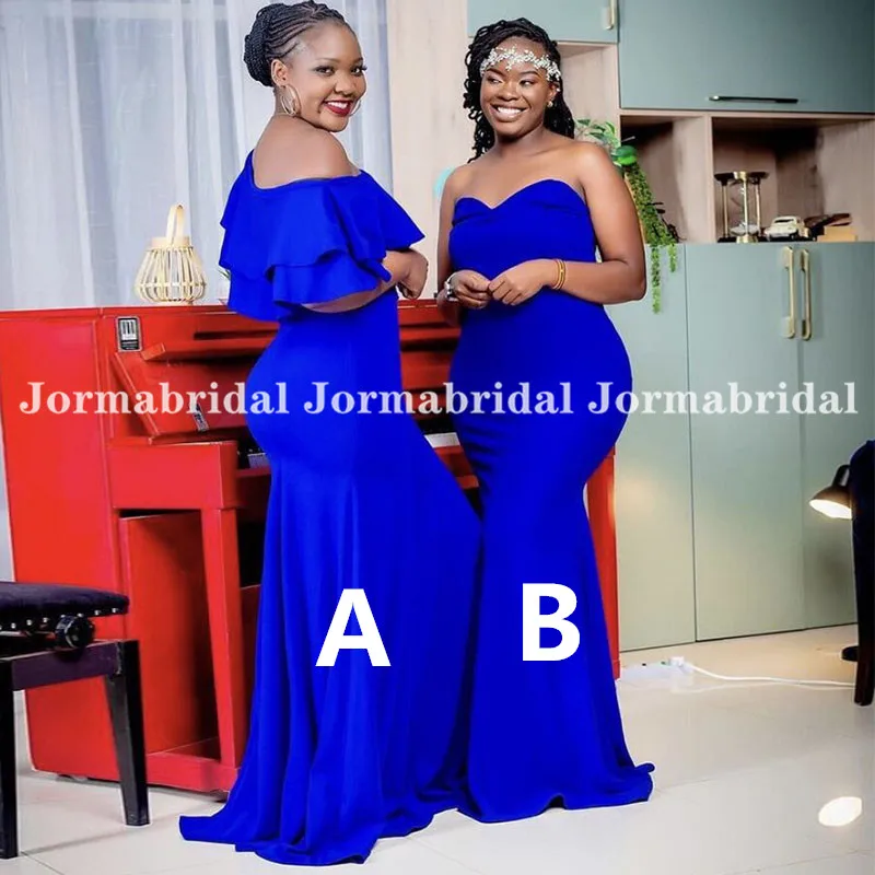 Plus Size Royal Blue Bridesmaid Dresses Simple Mermaid Wedding Guest Dress Vestidos Largos Wholesale Cheapest Dress For Women