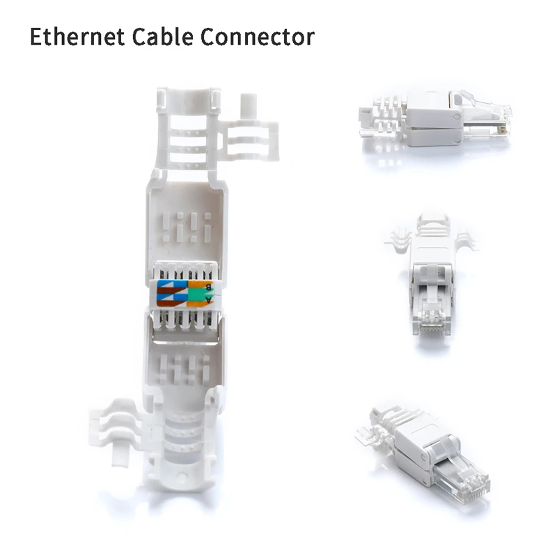 No Crimp Connectors Ethernet Cable Tool-less Crystal Head Plug CAT6 RJ45 Connector