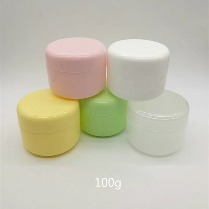 

Free Shipping 40PCS 100ml 100g round white plastic cosmetic jars,empty cosmetic cream jar 100g, plastic jars cosmetic containers