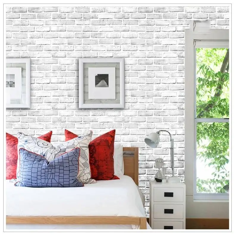 Fashion Vintage Style Brick Stone Self Adhesive Wallpaper PVC Waterproof Peel and Stick Wall Sticker Roll DIY Brick Wall Decor