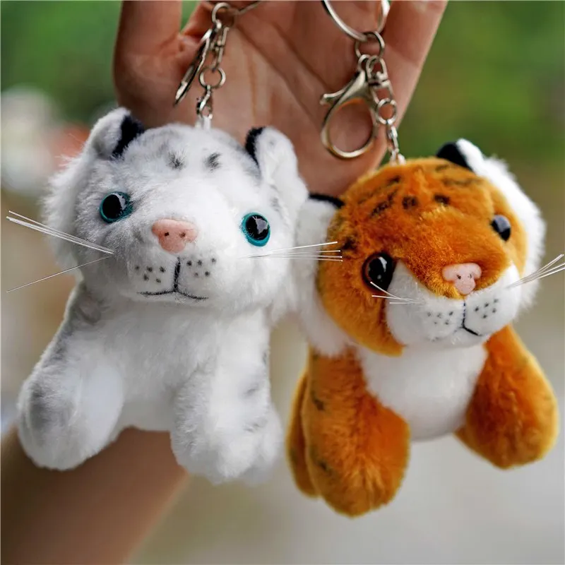 2021 Zoo Baby Tiger Keychain Plüsch Anhänger Null Brieftasche Nette Schlüssel Kette Weiß Puppe Puppen Tasche Hängende Dekoration Keyring Mode